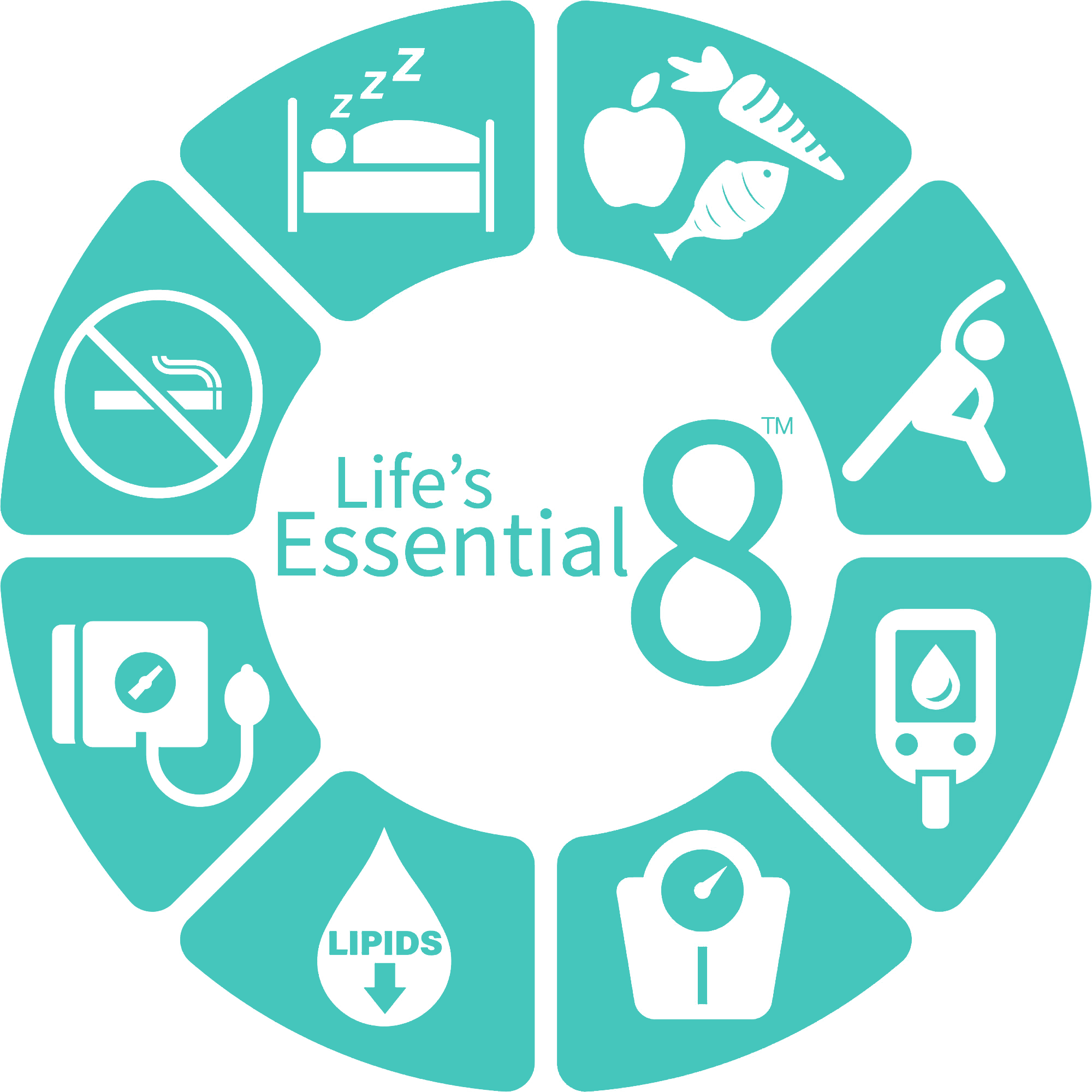 American Heart Association Life's Essential 8 — Diet, Physical Activity, Nicotine Exposure, Sleep, Body Weight, Blood Lipids, Blood Glucose, Blood Pressure